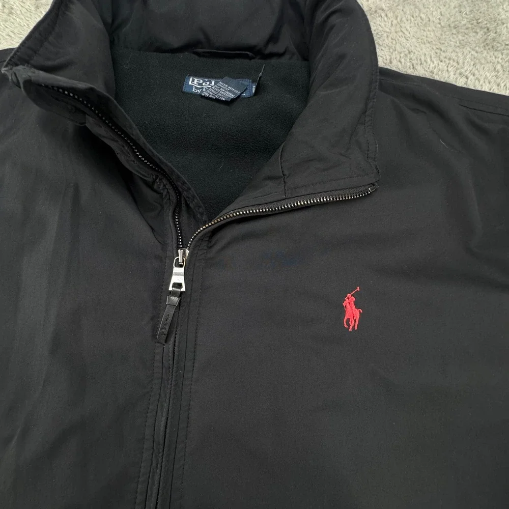 Polo Ralph Lauren Windbreaker Mens XXL Black Good‎ Fleece Lined Full Zip Jacket